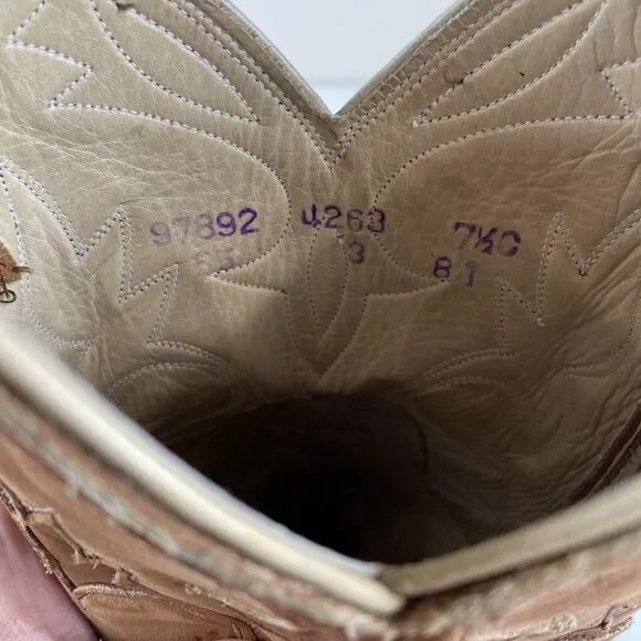 Dan Post Women's Boot Size 7.5 C Western Cowboy Boots Tan Brown 2 Tone Leather - Picture 12 of 14